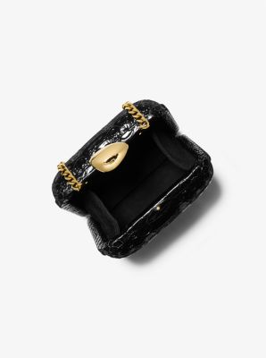 Tina Mini Python Embossed Leather Minaudière