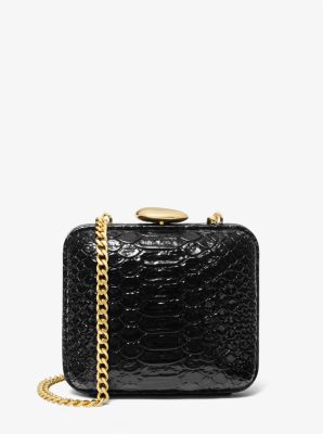 Tina Mini Python Embossed Leather Minaudière