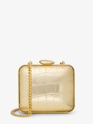 Chanel Gabrielle Hobo Bag Crocodile Embossed Calfskin Gold/Silver-tone  Small Black in Calfskin with Gold/Silver-tone - US