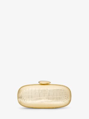 Michael Kors Collection Croc-embossed Leather Envelope Clutch in White