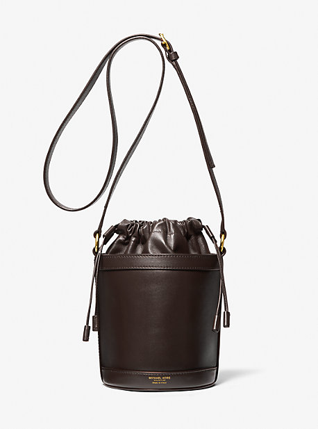 Shop Michael Kors Audrey Medium Leather Bucket Bag In Brown