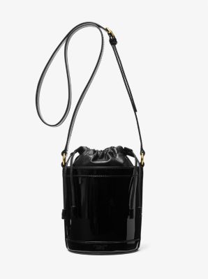 Michael Kors Audrey Medium Patent Leather Bucket Bag In Brown