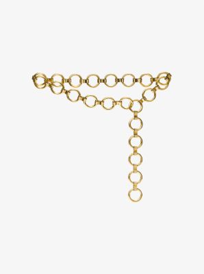 Cinturón Marisa de piel dorada y metalizada con anillas image number 0