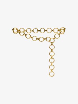 Marisa Gold-Tone and Metallic Leather Ring Belt