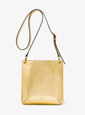 Michael Kors Collection Tate Small Metallic Python Embossed Leather Crossbody Bag