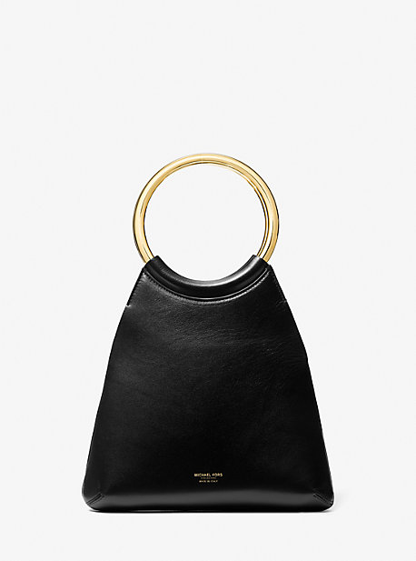 Michael Kors Ursula Small Leather Ring Tote Bag In Black