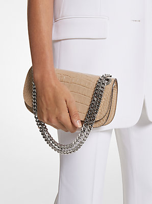 Christie Mini Crocodile Embossed Leather Envelope Bag