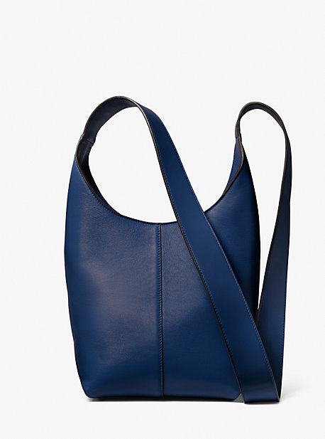Michael Kors Dede Mini Leather Hobo Bag In Blue