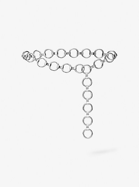 Michael Kors Marisa Silver-tone And Metallic Leather Ring Belt