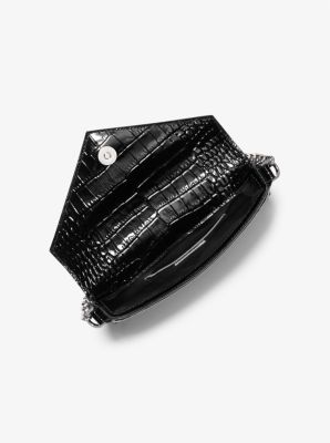 Manhatta Crocodile Embossed Patent Leather Shoulder Bag