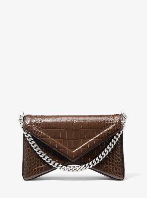 Manhatta Crocodile Embossed Patent Leather Shoulder Bag image number 0