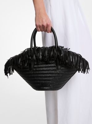 Sardinia Mini Woven Leather Basket Tote Bag