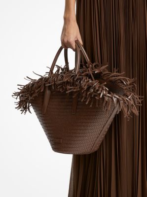 Sardinia Large Hand-Woven Leather Basket Tote Bag