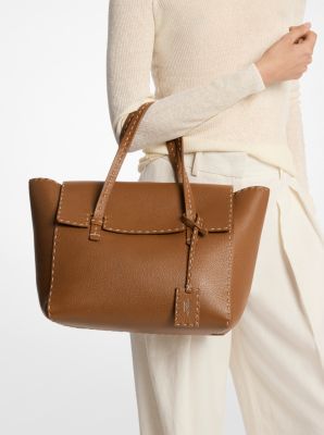 Sophia Hand-Stitched Pebbled Leather Satchel image number 2