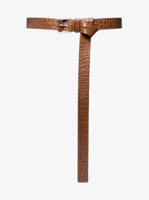 Michael Kors Collection Jodi Crocodile Embossed Leather Trouser Belt