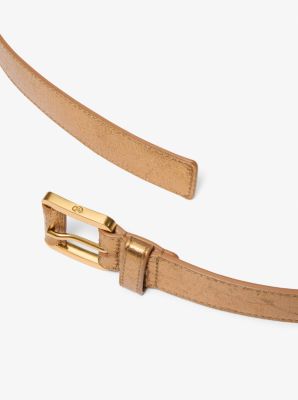 Cintur&oacute;n Jodi de piel metalizada craquelada para pantal&oacute;n