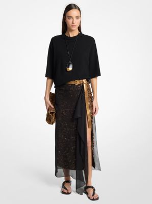 Cintur&oacute;n Jodi de piel metalizada craquelada para pantal&oacute;n