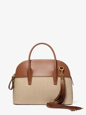 Michael Kors Collection Kaitlin Large Linen and Leather Satchel