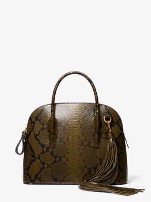 Michael Kors Collection Kaitlin Large Snake Embossed Leather Satchel