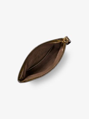 Lily Snake Embossed Leather Foldover Clutch