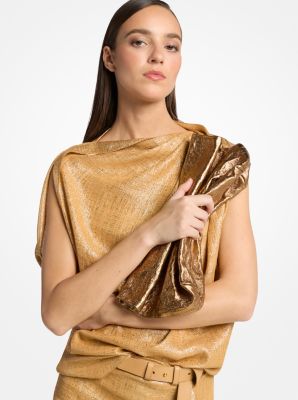 Bolso clutch Maggie de piel metalizada craquelada para el almuerzo