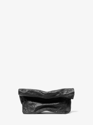 Maggie Crackled Leather Lunch Bag Clutch