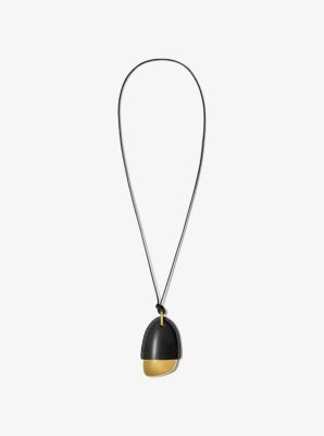 Brushed Brass and Leather Wrapped Pendant Necklace