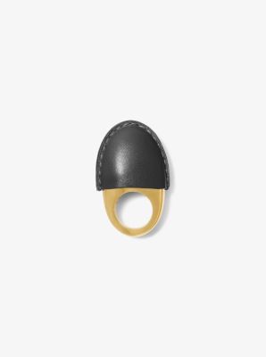 Michael Kors Collection Leather-Wrapped 24k-Gold-Plated Brass Dome Ring | Thumbnail 5