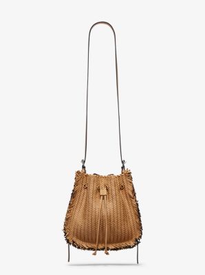 michael kors woven bucket bag