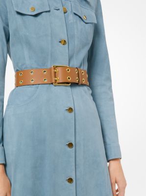 Grommeted Calf Leather Waist Belt