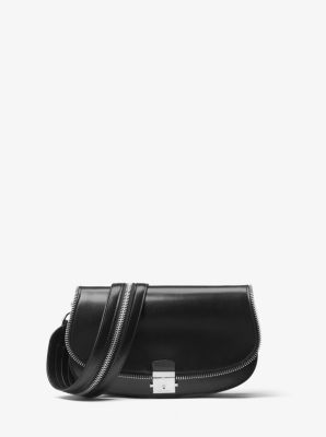 Mia Zipper Calf Leather Crossbody Bag 