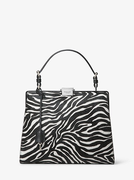 Simone Zebra Calf Hair Top-Handle Bag - BLACK/WHITE - 31T8CSMS5H