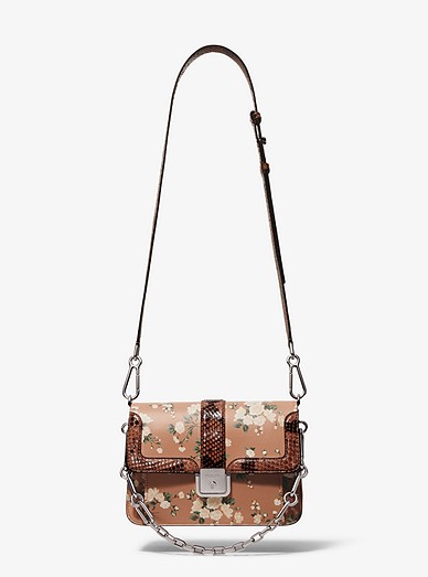 Crawford Floral Calf Leather And Python Crossbody Bag | Michael Kors