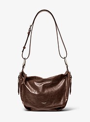 Chrissie Crinkled Calf Leather Hobo Bag - COCOA - 31T9PHRH7V