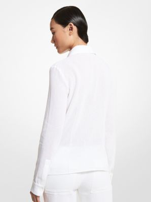 Linen Cargo Shirt in OPTIC WHITE | Michael Kors