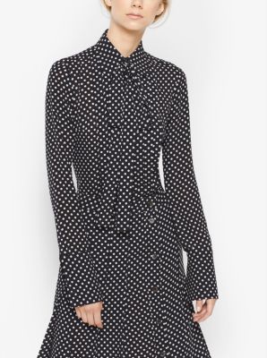 Polka Dot Silk Tie-Neck Blouse | Michael Kors