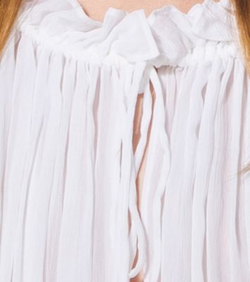 Crinkle-Crep&eacute; Peasant Blouse