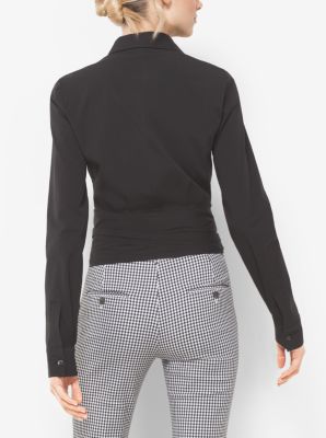 Cotton-Poplin Wrap Blouse