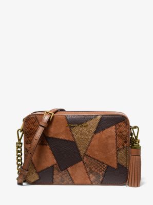 Michael Kors Brown Leather Patchwork Jet Set Crossbody Bag Michael