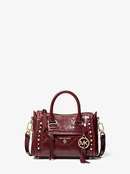 Carine Extra-Small Studded Crinkled Leather Crossbody Bag - DK BERRY - 32F0LCCC0Y