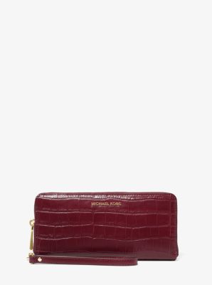 Large Crocodile Embossed Leather Smartphone Wristlet | Michael Kors