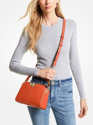 Karlie Small Crocodile Embossed Leather Crossbody Bag