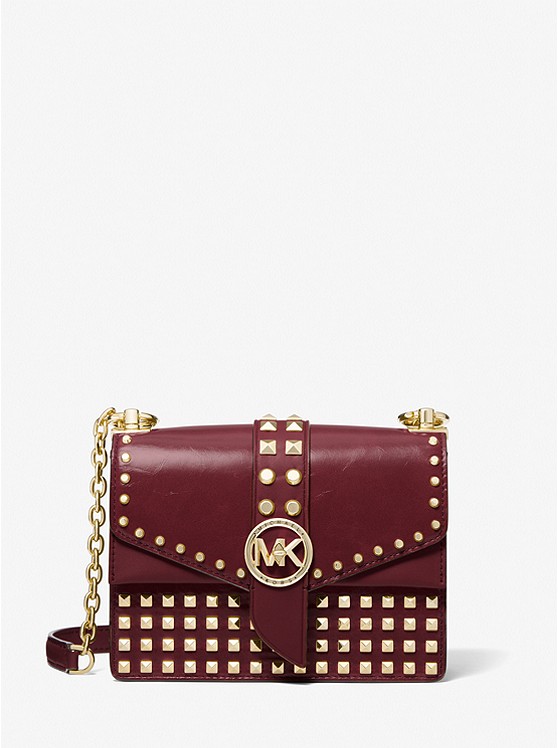michaelkors.com | Greenwich Extra-Small Studded Patent Leather Crossbody Bag