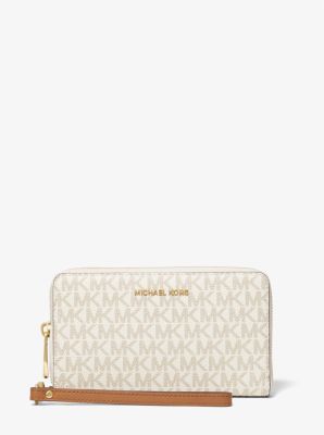 Large Logo and Leather Wristlet | Michael Kors