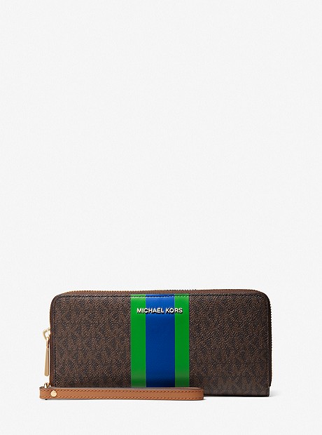 Large Logo Stripe Continental Wallet - PALM GREEN - 32F1GJ6T6U