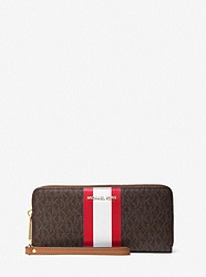 Large Logo Stripe Continental Wallet - BRIGHT RED - 32F1GJ6T6U