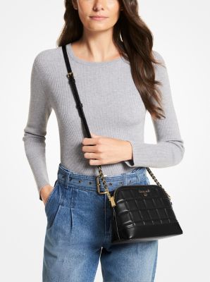 Large Saffiano Leather Dome Crossbody Bag