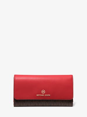 Large Logo and Leather Tri-Fold Wallet | Michael Kors