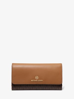 Large Logo And Leather Tri-fold Wallet | Michael Kors