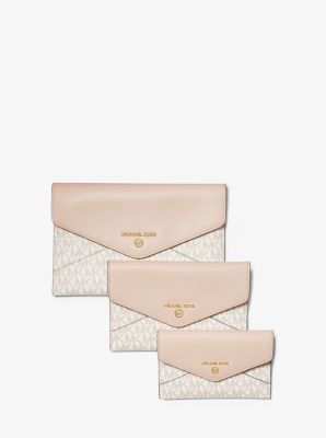 Large Logo 3-in-1 Pouch Set in VANILLA/SOFT PINK | Michael Kors